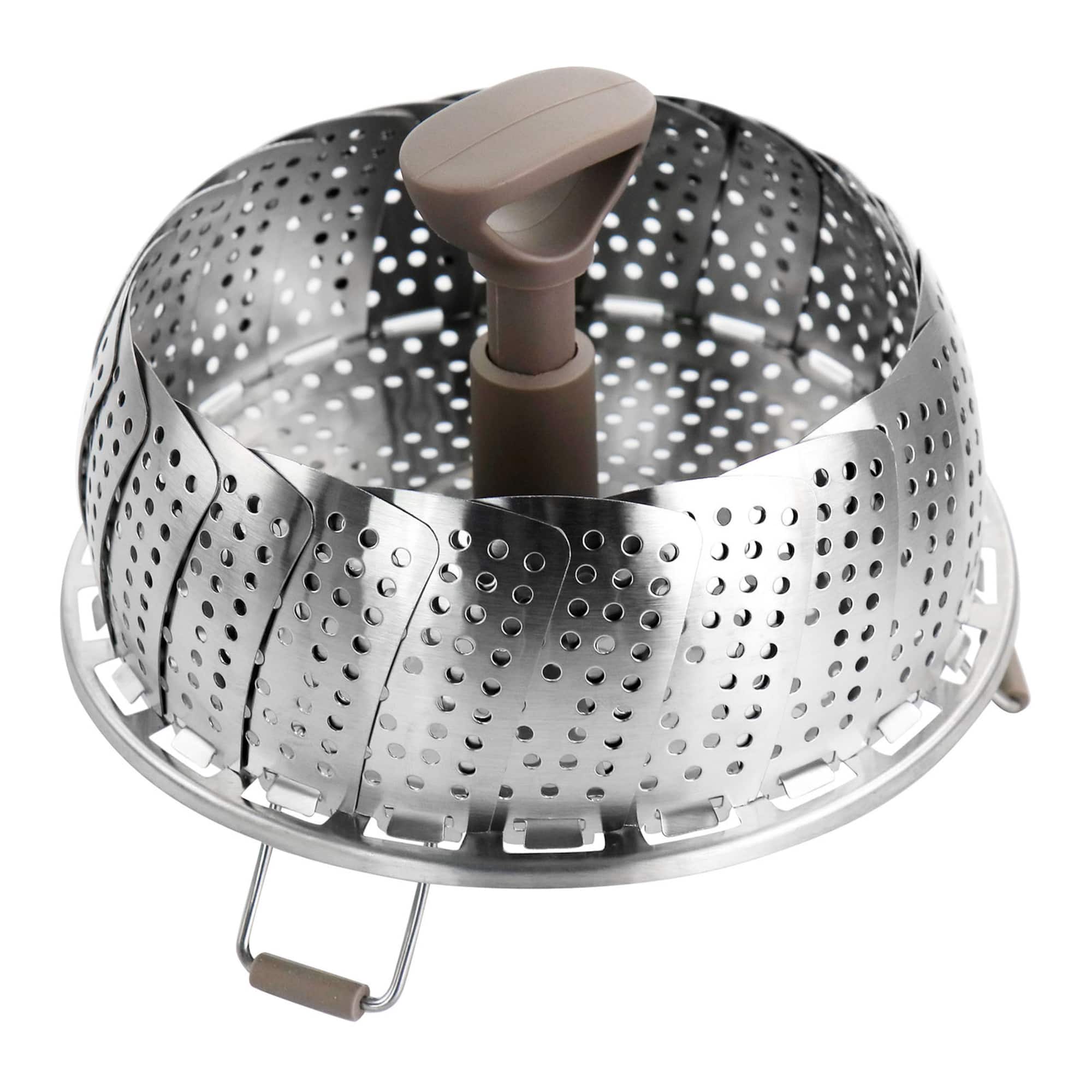 Martha Stewart Stainless Steel Folding Steamer Insert with Taupe Handle